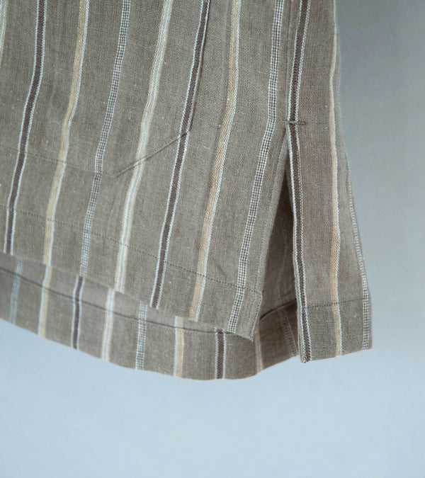 Gajiroc 'Cotton Linen Open Collar Shirt' (Brown)
