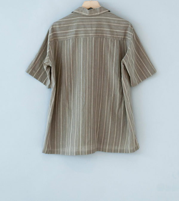 Gajiroc 'Cotton Linen Open Collar Shirt' (Brown)