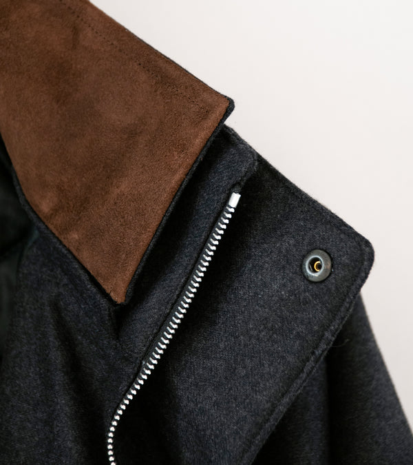 Auralee 'Wool Fulling Flannel Padded Over Blouson' (Top Charcoal)