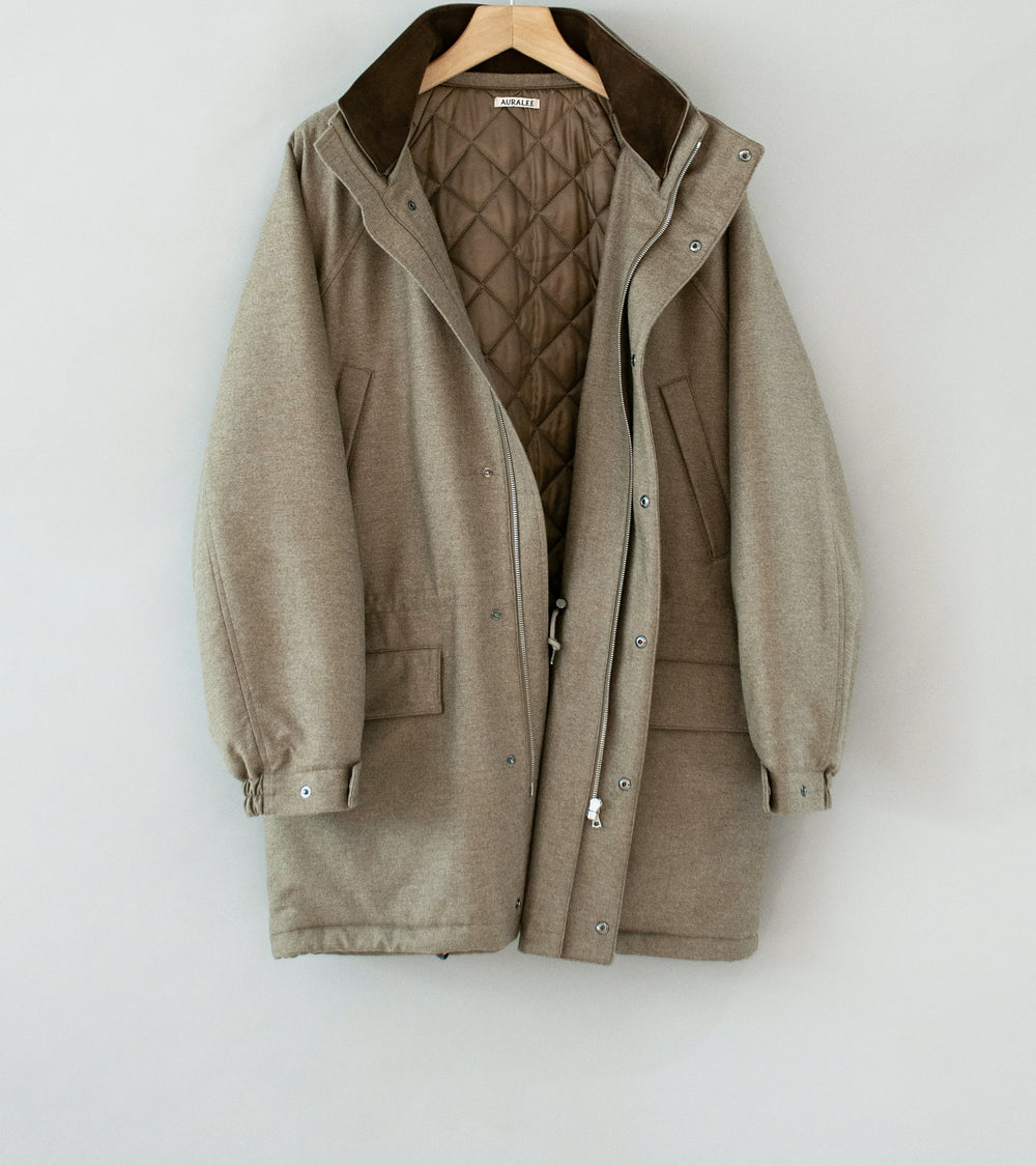 Auralee 'Wool Fulling Flannel Padded Over Blouson' (Top Brown)