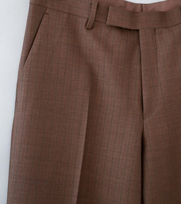 Auralee 'Bluefaced Wool Narrow Slacks' (Brown Red Stripe
