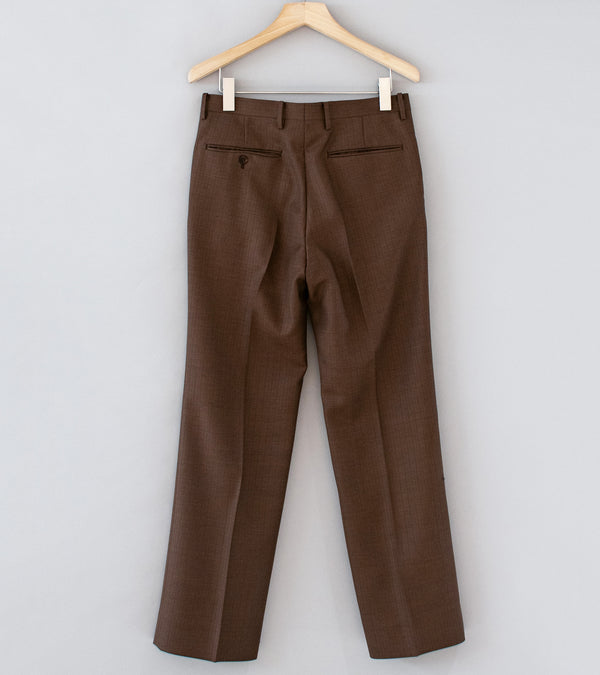 Auralee 'Bluefaced Wool Narrow Slacks' (Brown Red Stripe)