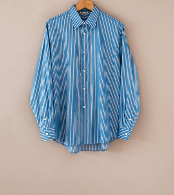 Auralee 'Cotton Silk Stripe Shirt' (Blue Stripe)