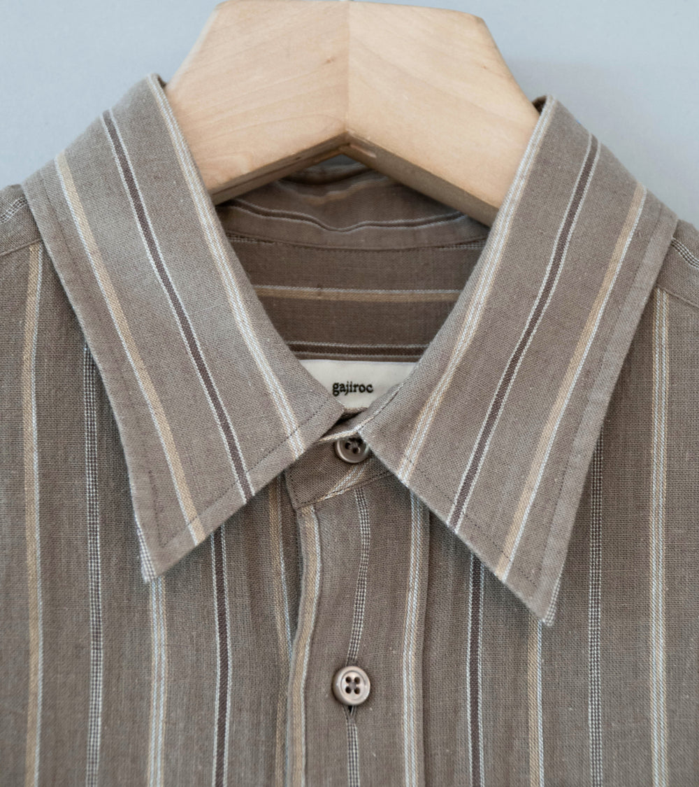 Gajiroc 'Cotton Linen Regular Collar Shirt' (Brown)