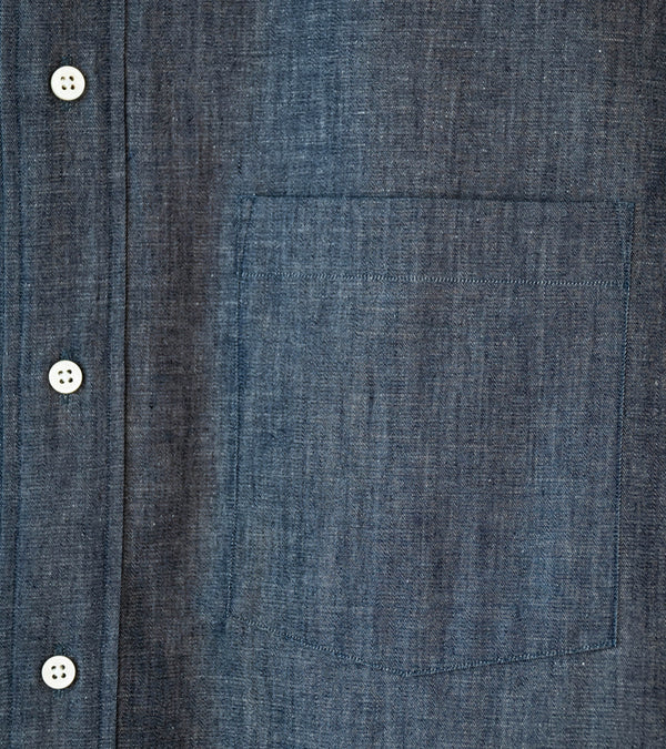 Gajiroc 'Chambray Cotton Silk Regular Collar Shirt' (Indigo)