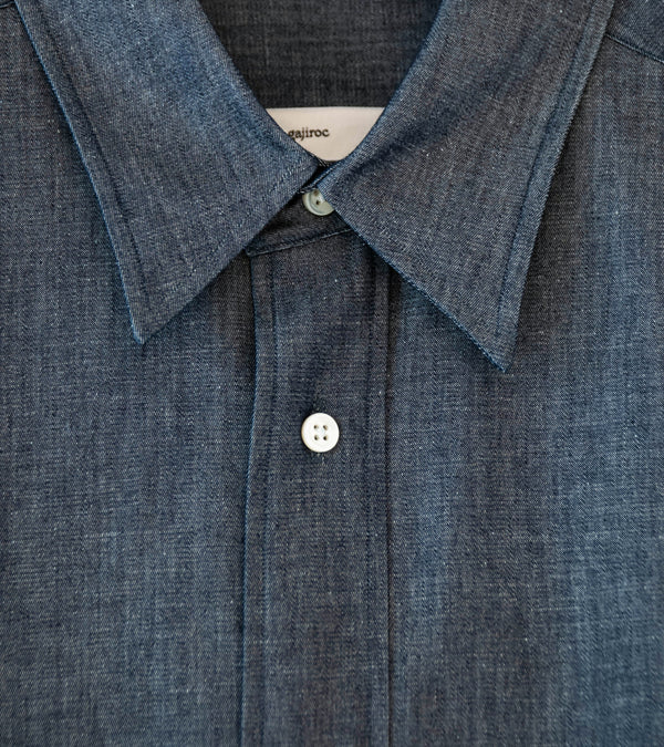 Gajiroc 'Chambray Cotton Silk Regular Collar Shirt' (Indigo)
