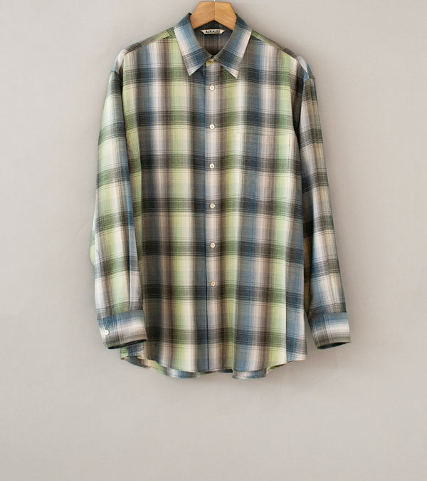 Auralee 'Super Light Wool Check Shirt' (Blue Green Check)