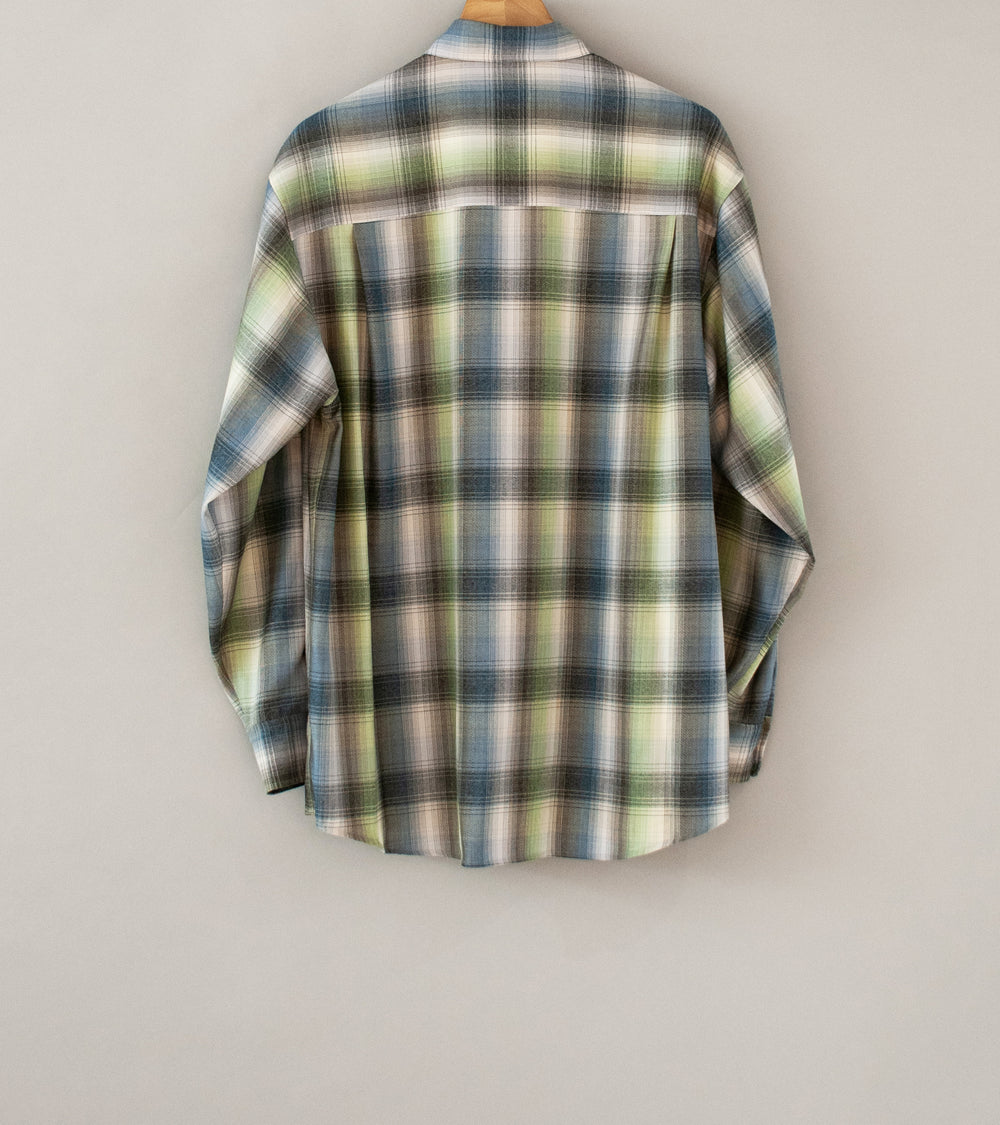 Auralee 'Super Light Wool Check Shirt' (Blue Green Check)