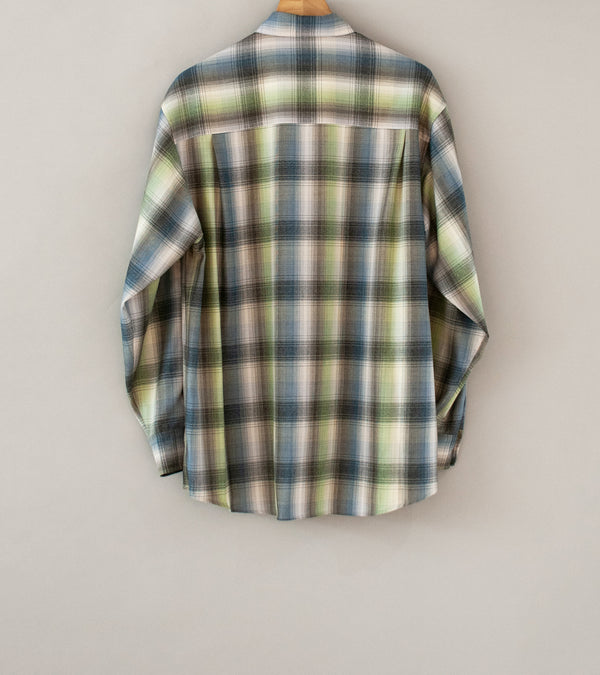 Auralee 'Super Light Wool Check Shirt' (Blue Green Check)