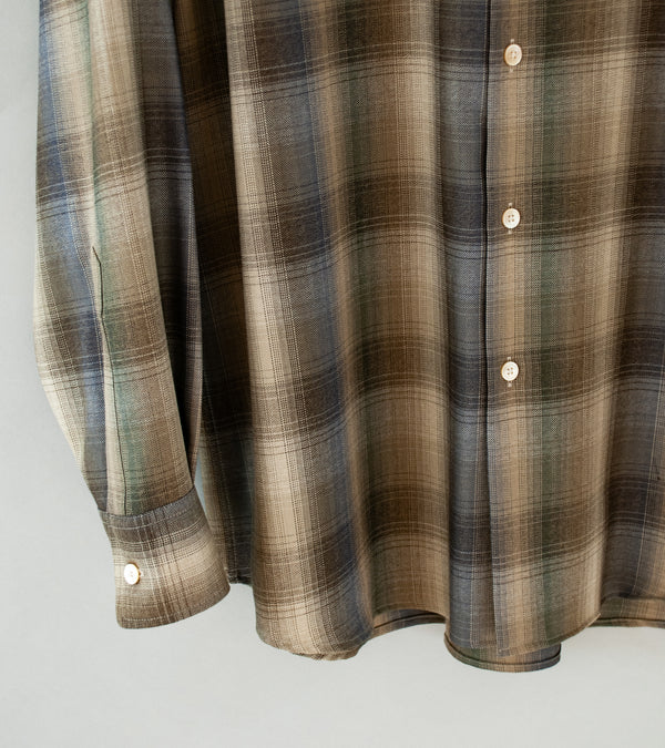 Auralee 'Super Light Wool Check Shirt' (Brown Blue Check) – C'H'C'M'