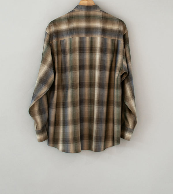 Auralee 'Super Light Wool Check Shirt' (Brown Blue Check) – C'H'C'M'