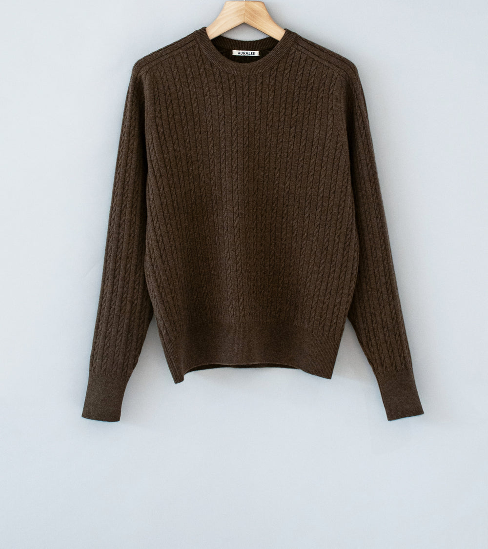 Auralee 'Super Fine Wool Aran Knit P/O' (Brown)
