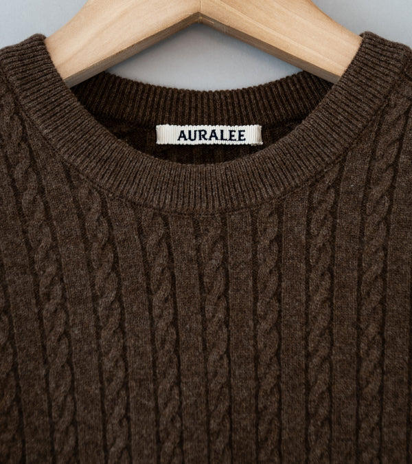Auralee 'Super Fine Wool Aran Knit P/O' (Brown)
