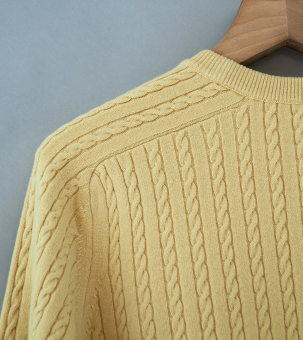 Auralee 'Super Fine Wool Aran Knit P/O' (Yellow Beige)