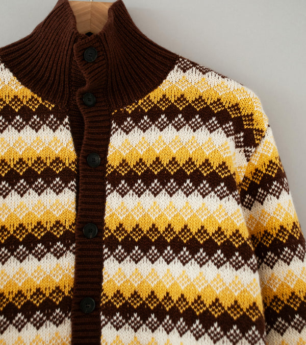 Auralee 'Cashmere Jacquard Knit High Neck Cardigan' (Burgundy