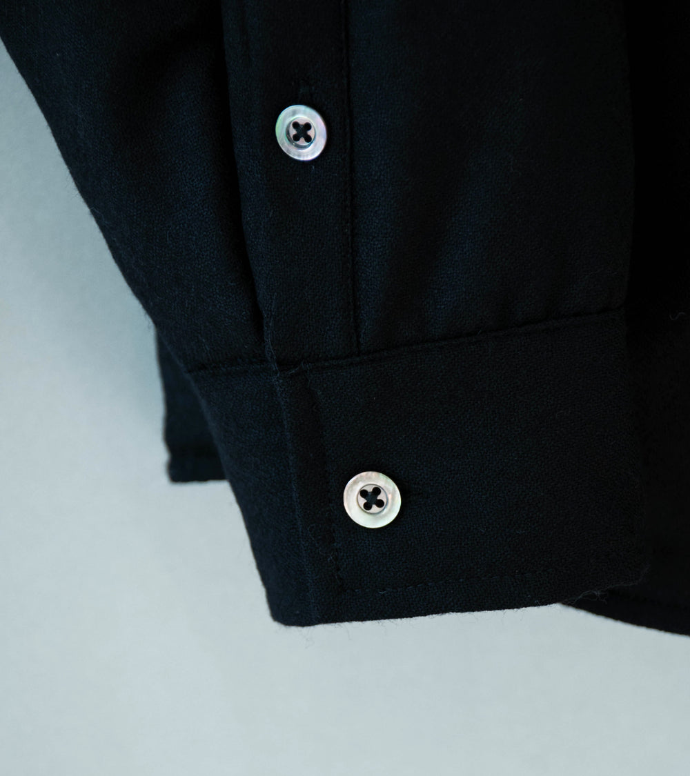 Arpenteur 'Twin Quilted Shirt' (Black Wool Flannel)