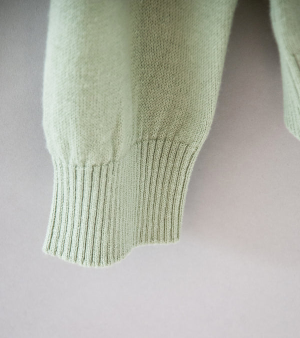 Aton 'Zip Up Polo Sweater' (Green Brushed Linen Wool)