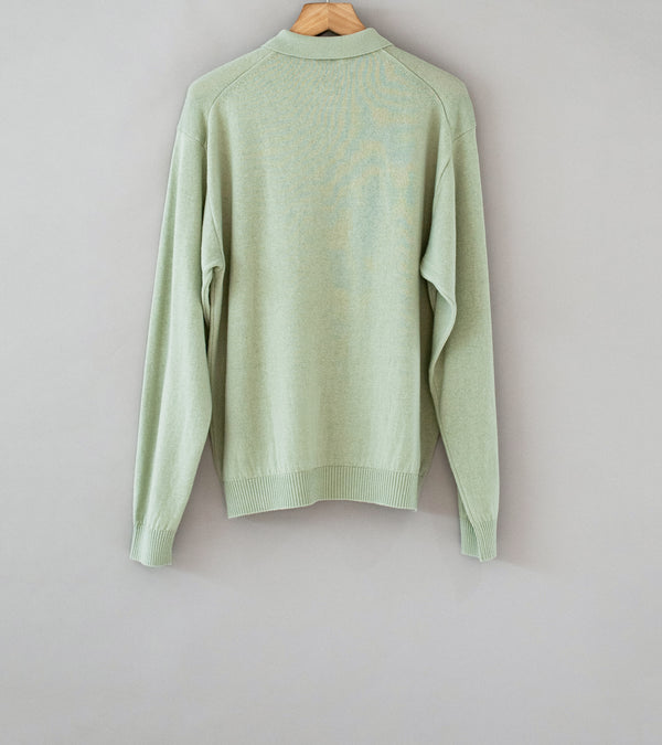Aton 'Zip Up Polo Sweater' (Green Brushed Linen Wool) – C'H'C'M'