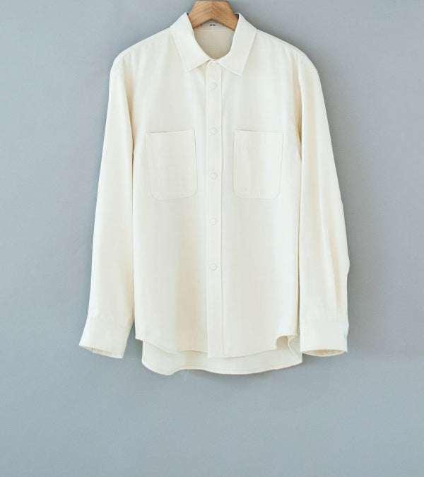 Aton 'Shirt Jacket' (Off White Hard Washed Cotton)