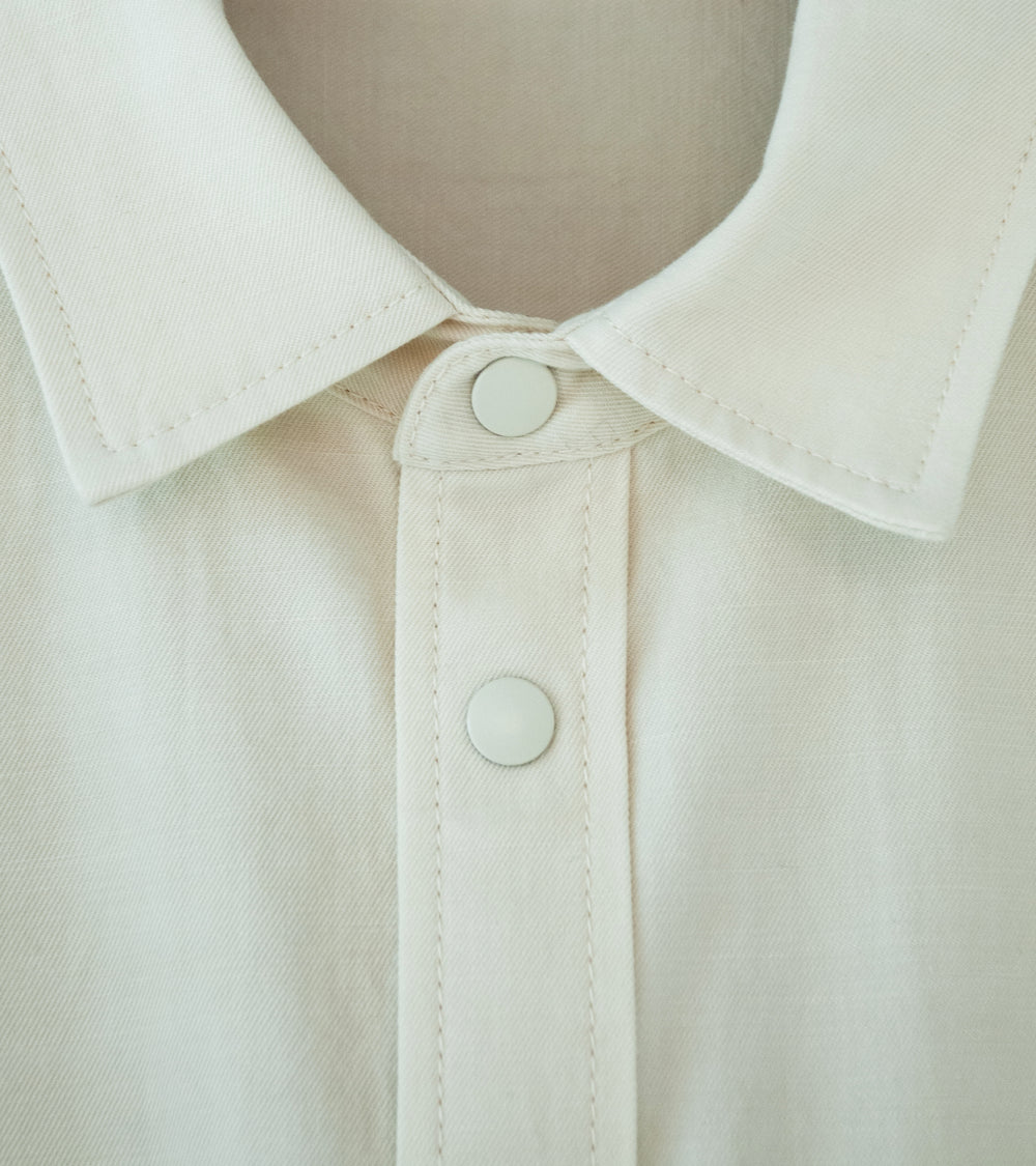 Aton 'Shirt Jacket' (Off White Hard Washed Cotton)