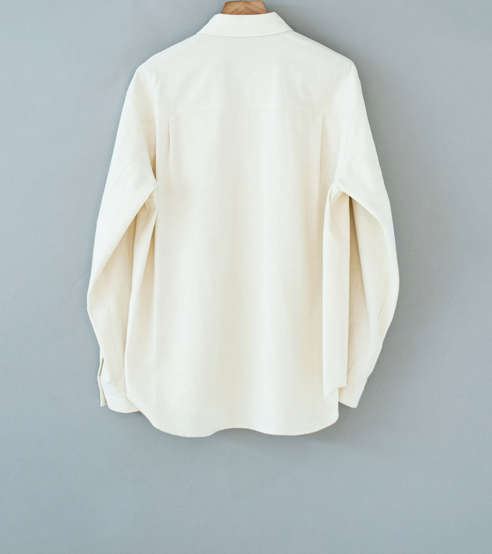 Aton 'Shirt Jacket' (Off White Hard Washed Cotton)