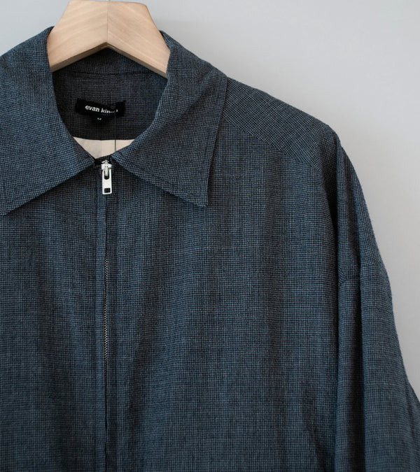 Evan Kinori 'Zip Jacket Two' (Charcoal Black Wool Puppytooth)