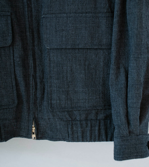 Evan Kinori 'Zip Jacket Two' (Charcoal Black Wool Puppytooth)