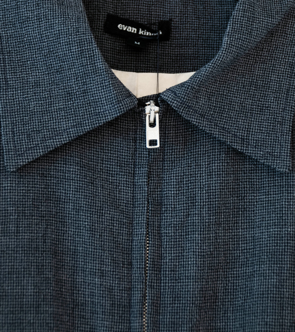 Evan Kinori 'Zip Jacket Two' (Charcoal Black Wool Puppytooth)