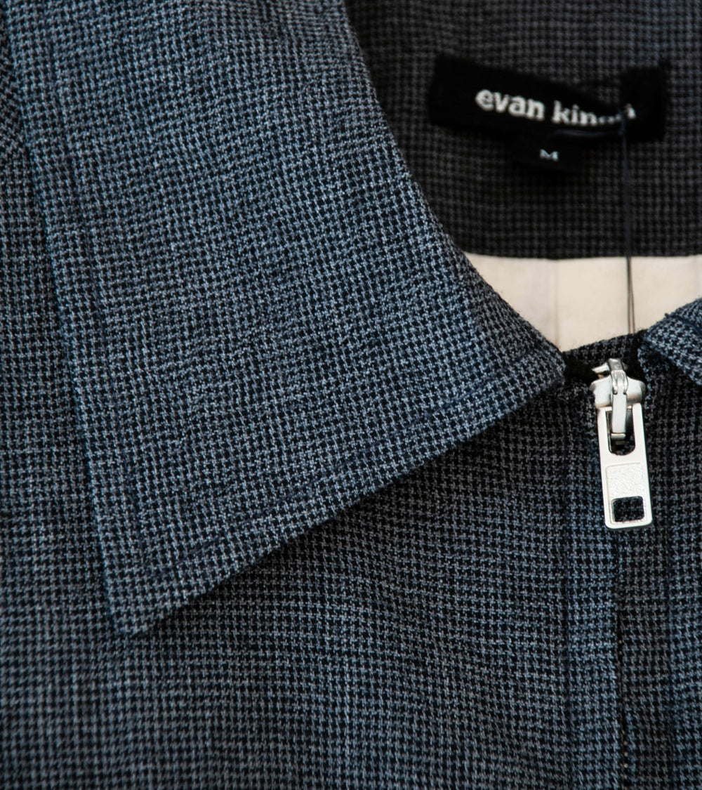 Evan Kinori 'Zip Jacket Two' (Charcoal Black Wool Puppytooth)