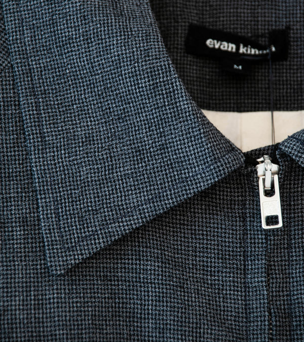 Evan Kinori 'Zip Jacket Two' (Charcoal Black Wool Puppytooth)