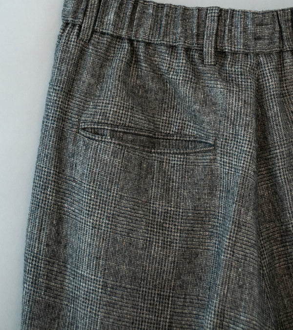 Aton 'Loose Fit Pants' (Check Linen Wool Twill)