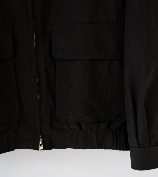 Evan Kinori 'Zip Jacket Two' (Dark Brown Wool Linen Canvas)