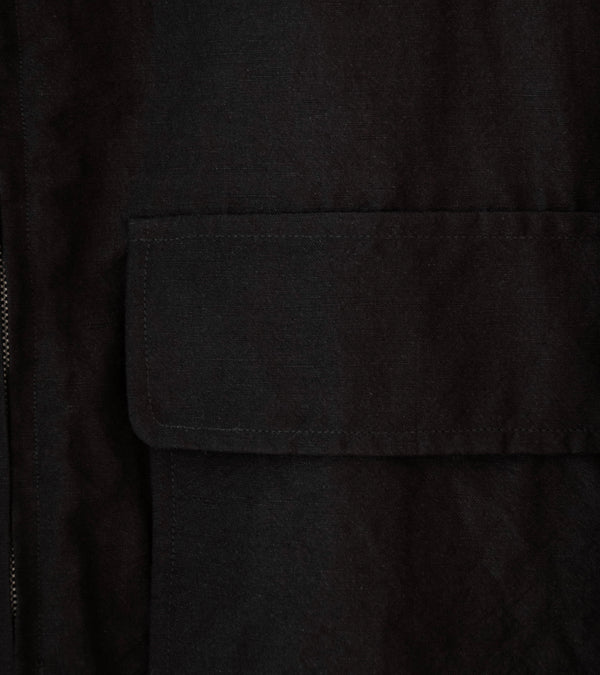 Evan Kinori 'Zip Jacket Two' (Dark Brown Wool Linen Canvas)