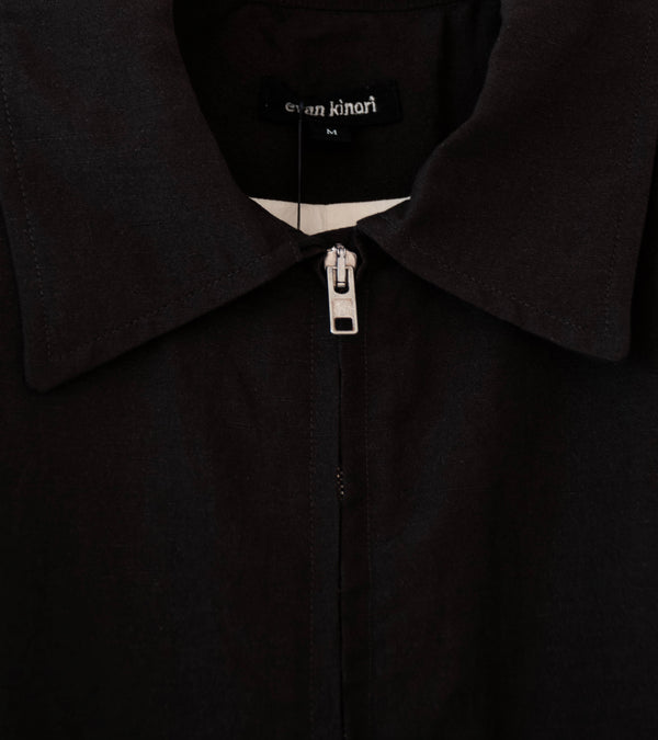 Evan Kinori 'Zip Jacket Two' (Dark Brown Wool Linen Canvas)