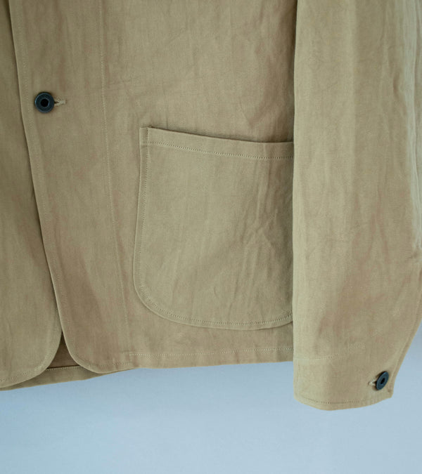 Evan Kinori 'Three Pocket Jacket' (Khaki Natural Gallnut Dye Cotton Washi Twill)
