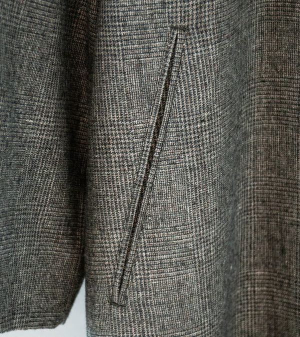 Aton 'Balmacaan Coat' (Check Linen Wool Twill) – C'H'C'M'