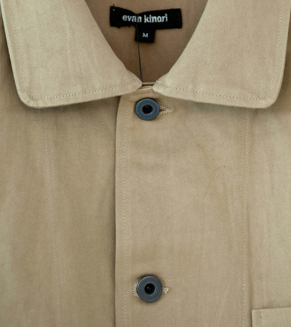 Evan Kinori 'Three Pocket Jacket' (Khaki Natural Gallnut Dye Cotton Washi Twill)
