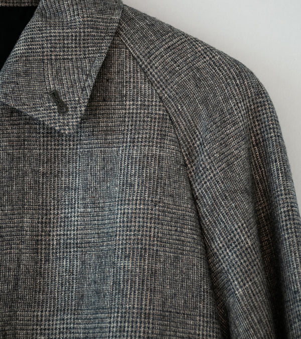Aton 'Balmacaan Coat' (Check Linen Wool Twill)