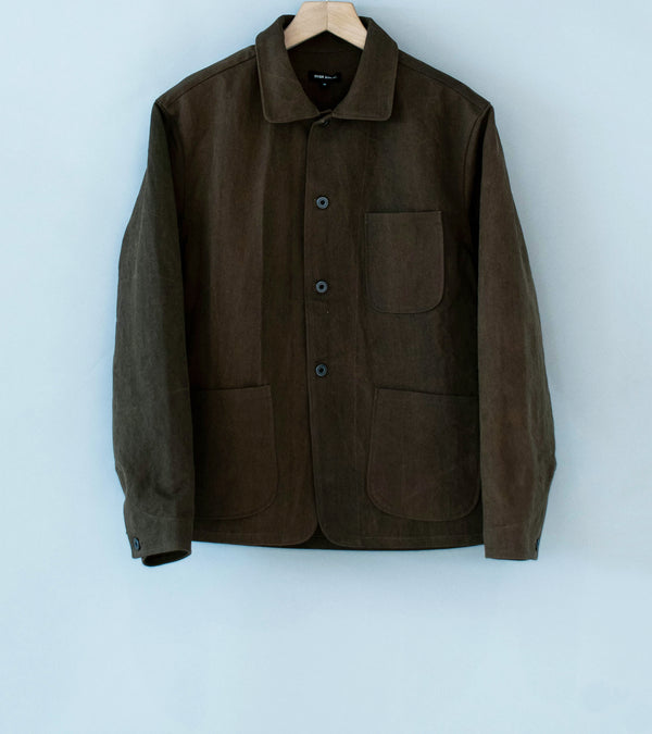 Evan Kinori 'Three Pocket Jacket' (Dark Olive Sumi Ink Dye Cotton Washi Canvas)