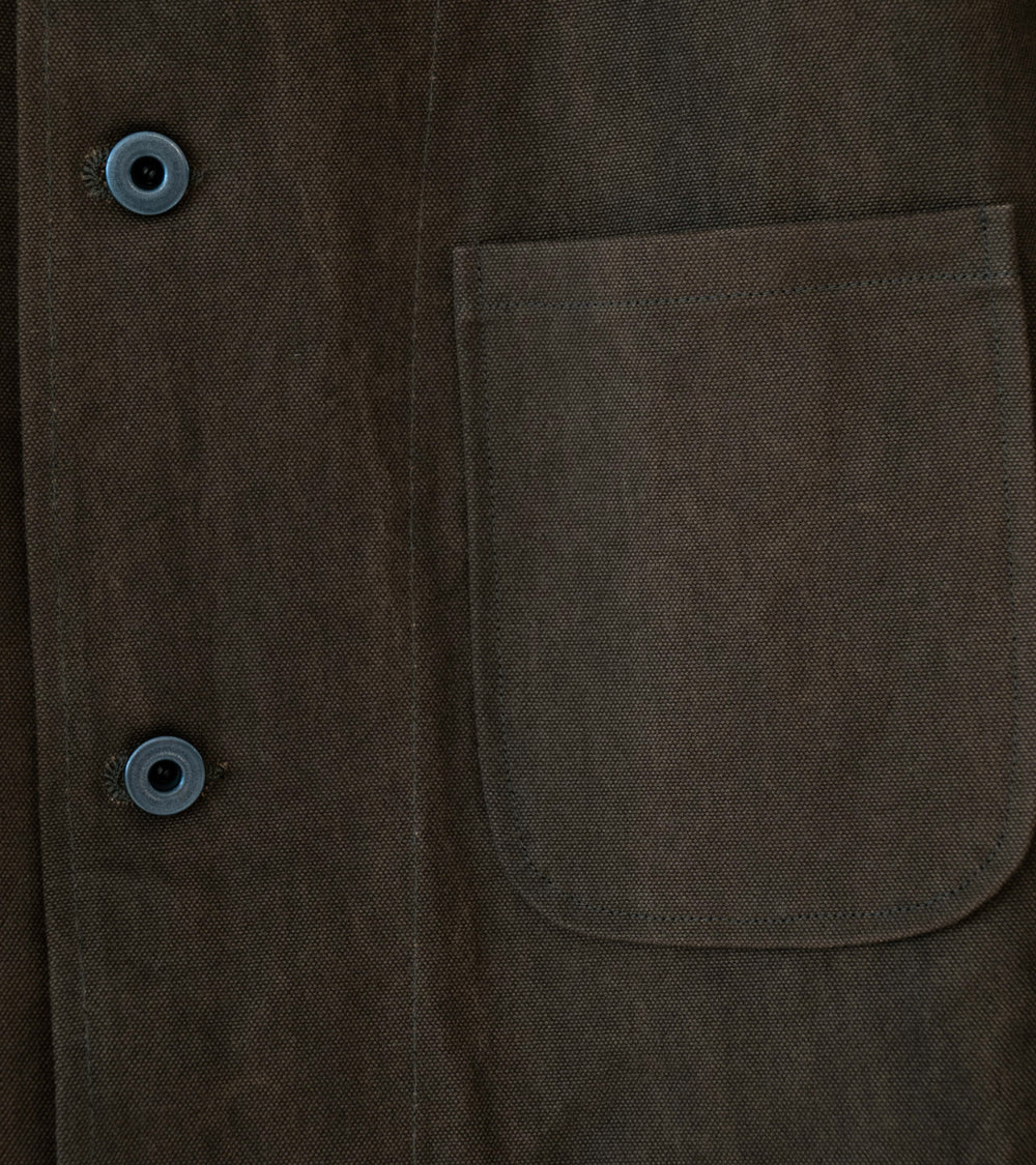 Evan Kinori 'Three Pocket Jacket' (Dark Olive Sumi Ink Dye Cotton Washi Canvas)