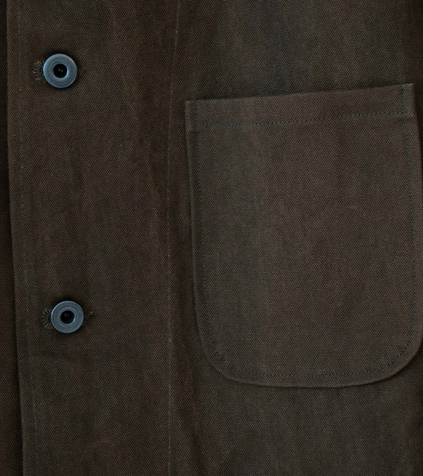 Evan Kinori 'Three Pocket Jacket' (Dark Olive Sumi Ink Dye Cotton Washi Canvas)