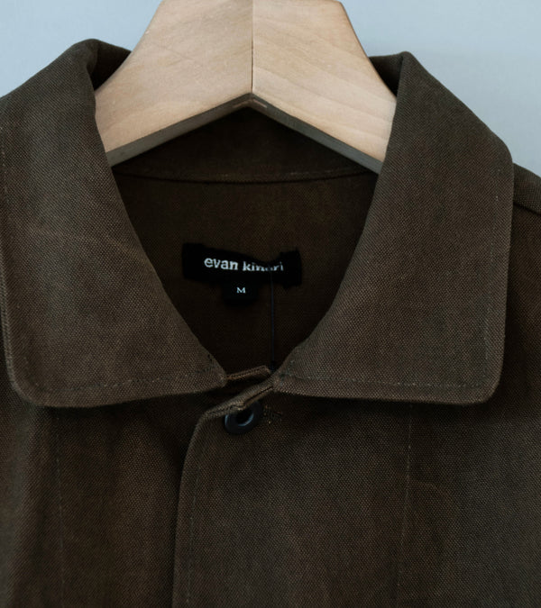 Evan Kinori 'Three Pocket Jacket' (Dark Olive Sumi Ink Dye Cotton Washi Canvas)