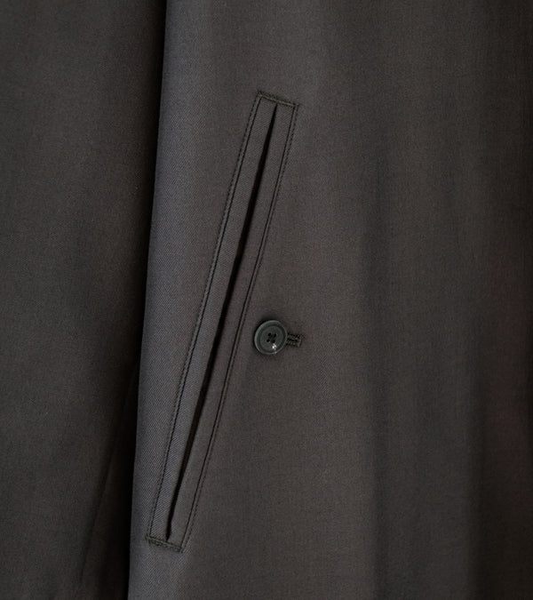 Aton 'Silk Padded Balmacaan Coat' (Charcoal Gray Nidom Silk)