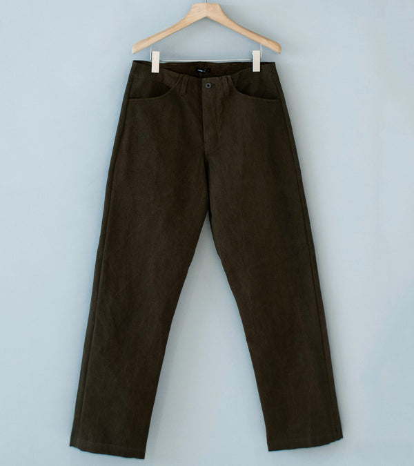 Evan Kinori 'Four Pocket Pant' (Dark Olive Sumi Ink Dye Cotton Washi Canvas)