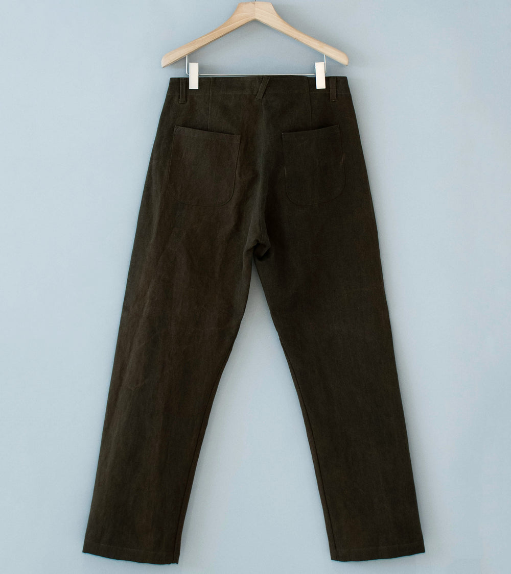 Evan Kinori 'Four Pocket Pant' (Dark Olive Sumi Ink Dye Cotton Washi Canvas)