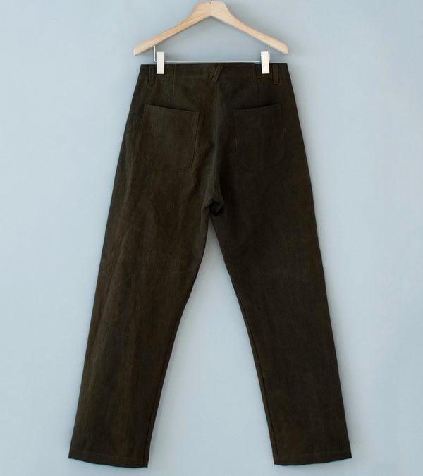 Evan Kinori 'Four Pocket Pant' (Dark Olive Sumi Ink Dye Cotton Washi Canvas)