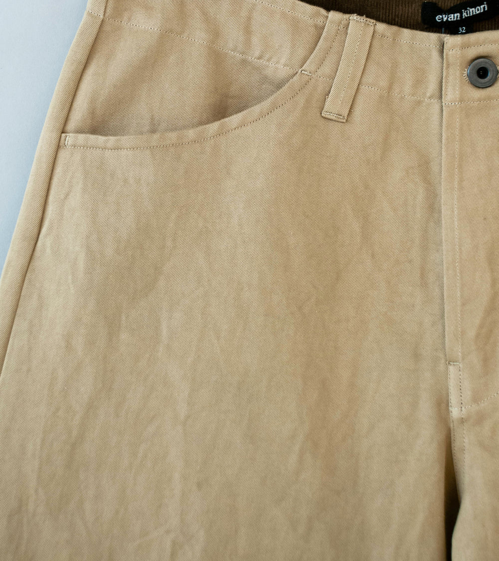Evan Kinori 'Four Pocket Pant' (Khaki Natural Gallnut Dye Cotton Washi Twill)