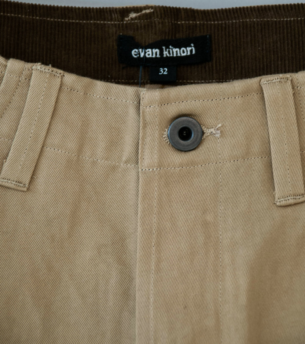 Evan Kinori 'Four Pocket Pant' (Khaki Natural Gallnut Dye Cotton Washi Twill)