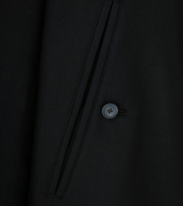 Aton 'Silk Padded Balmacaan Coat' (Black Nidom Silk)