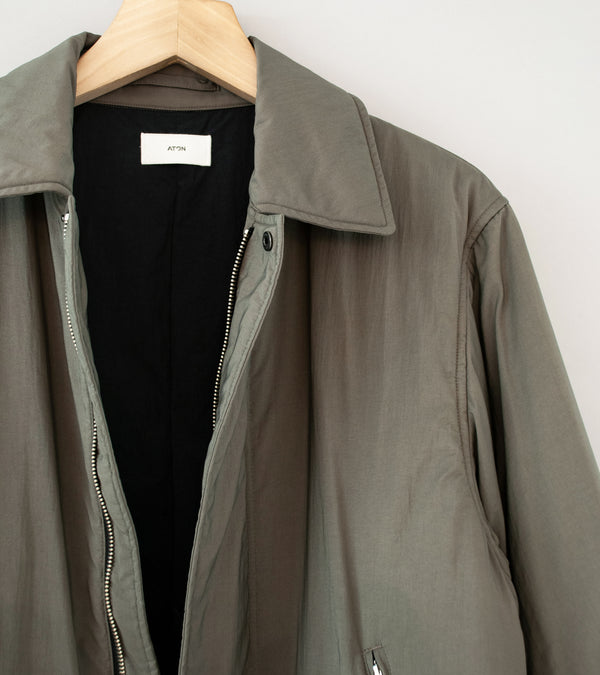 Aton 'Wool Padded Harrington Jacket' (Khaki Matt Airy Nylon)